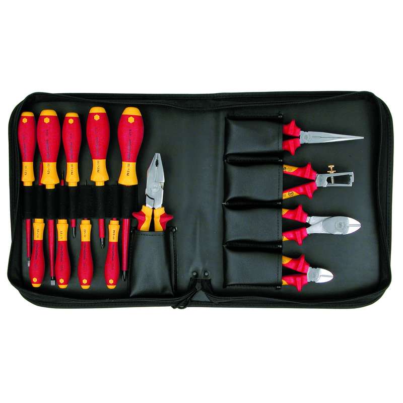 Insulated Pliers and Screwdriver Set in Zipper Case, 14 Piece